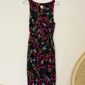 Navy Blue and floral maxi dress